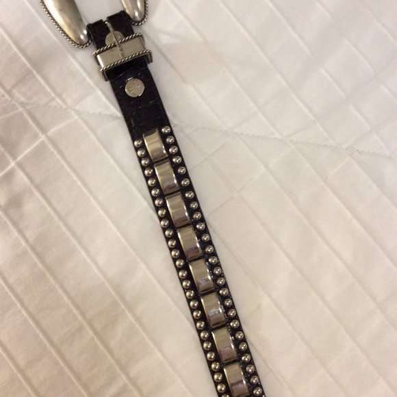 AL BERES Diablo silver buckle studded black croc leather belt vintage 70\'s 80\'s main image 6